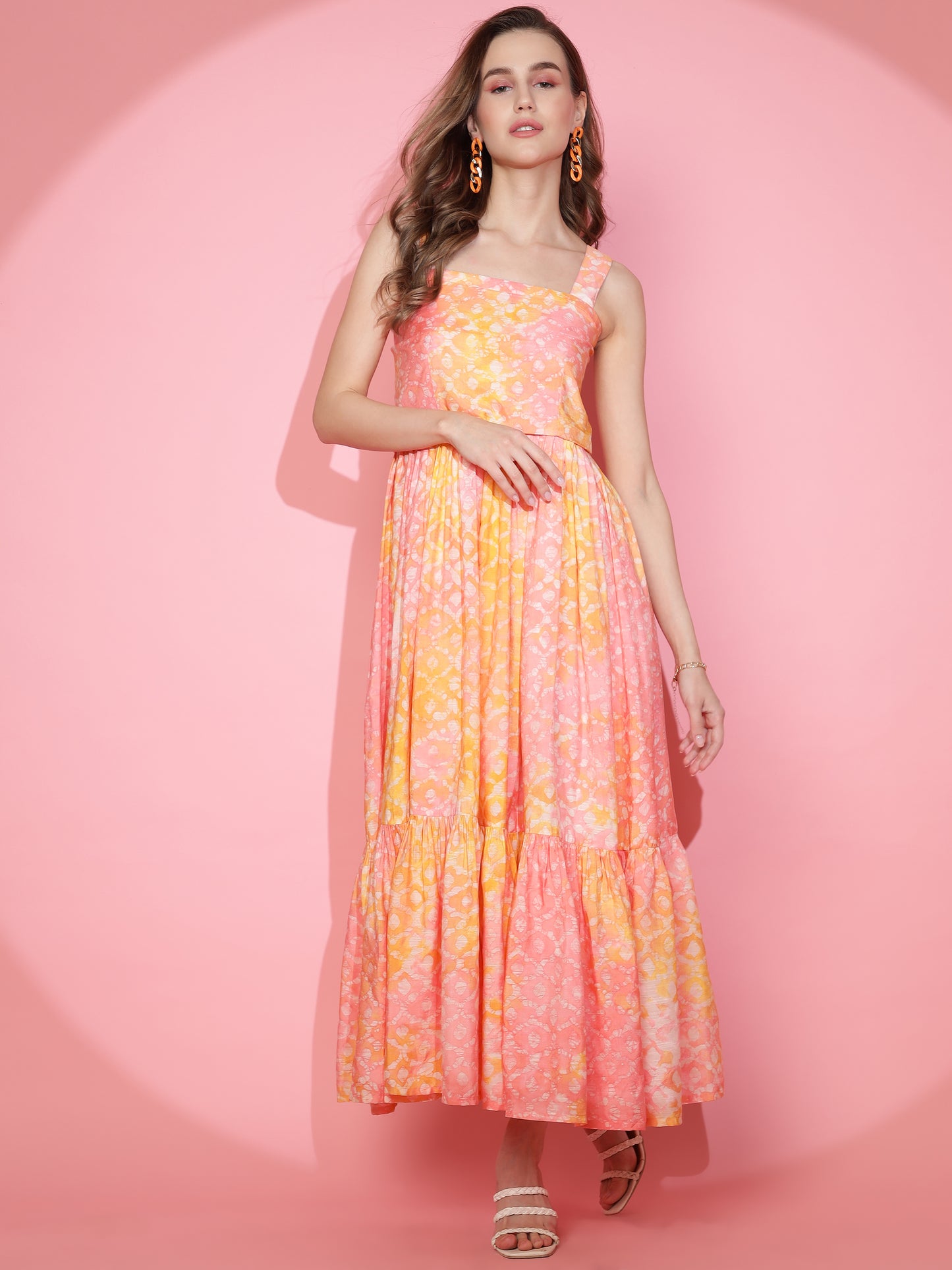 Cotton Silk Maxi Dress in Hand-Dyed Shibori