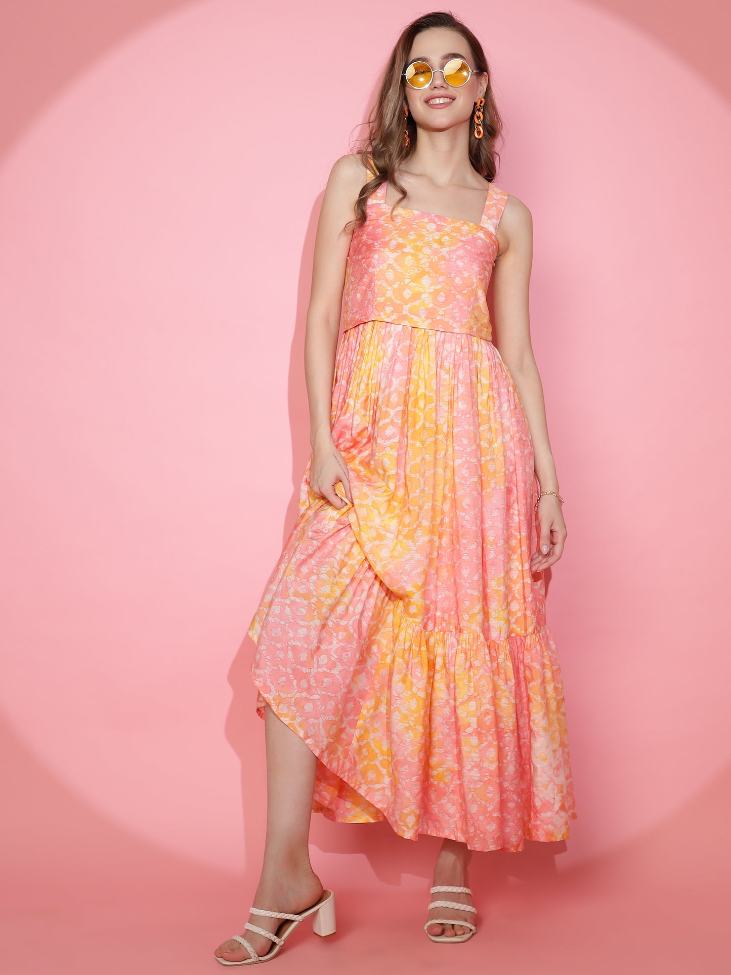 Cotton Silk Maxi Dress in Hand-Dyed Shibori