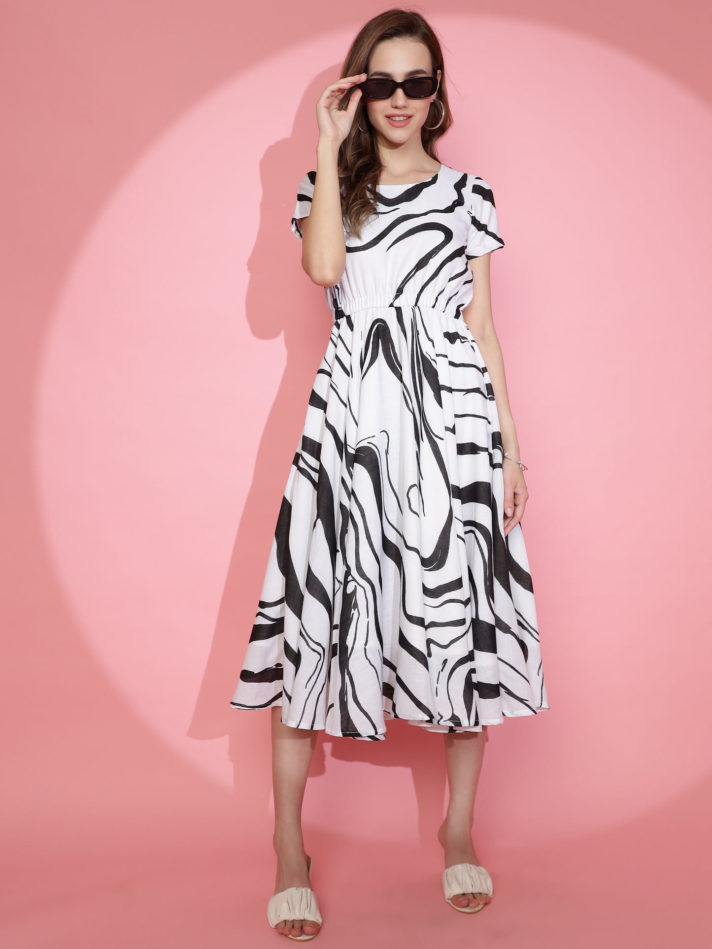 Black & White Circle-Cut Dress