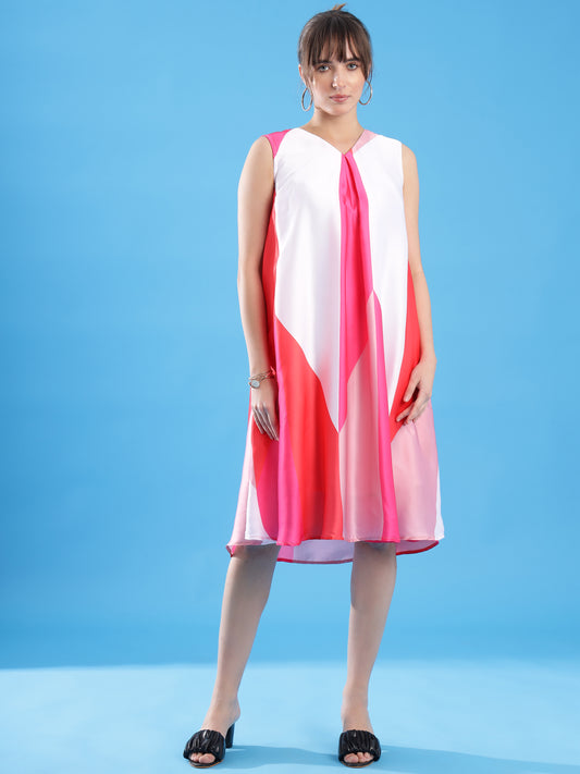 Satin Dress - Pinks & White