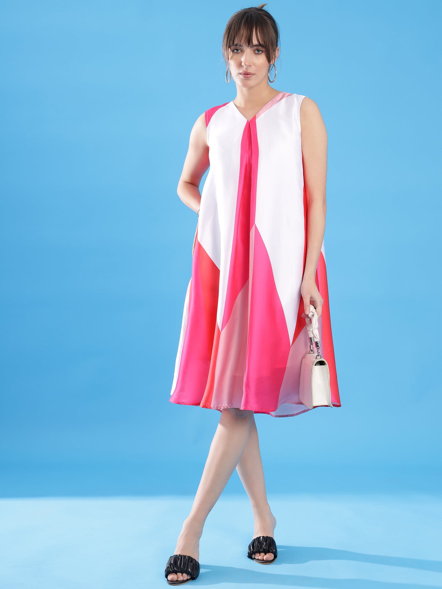 Satin Dress - Pinks & White