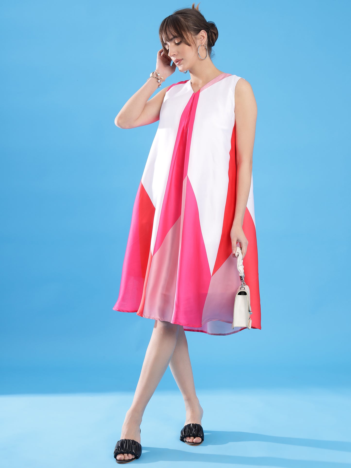 Satin Dress - Pinks & White