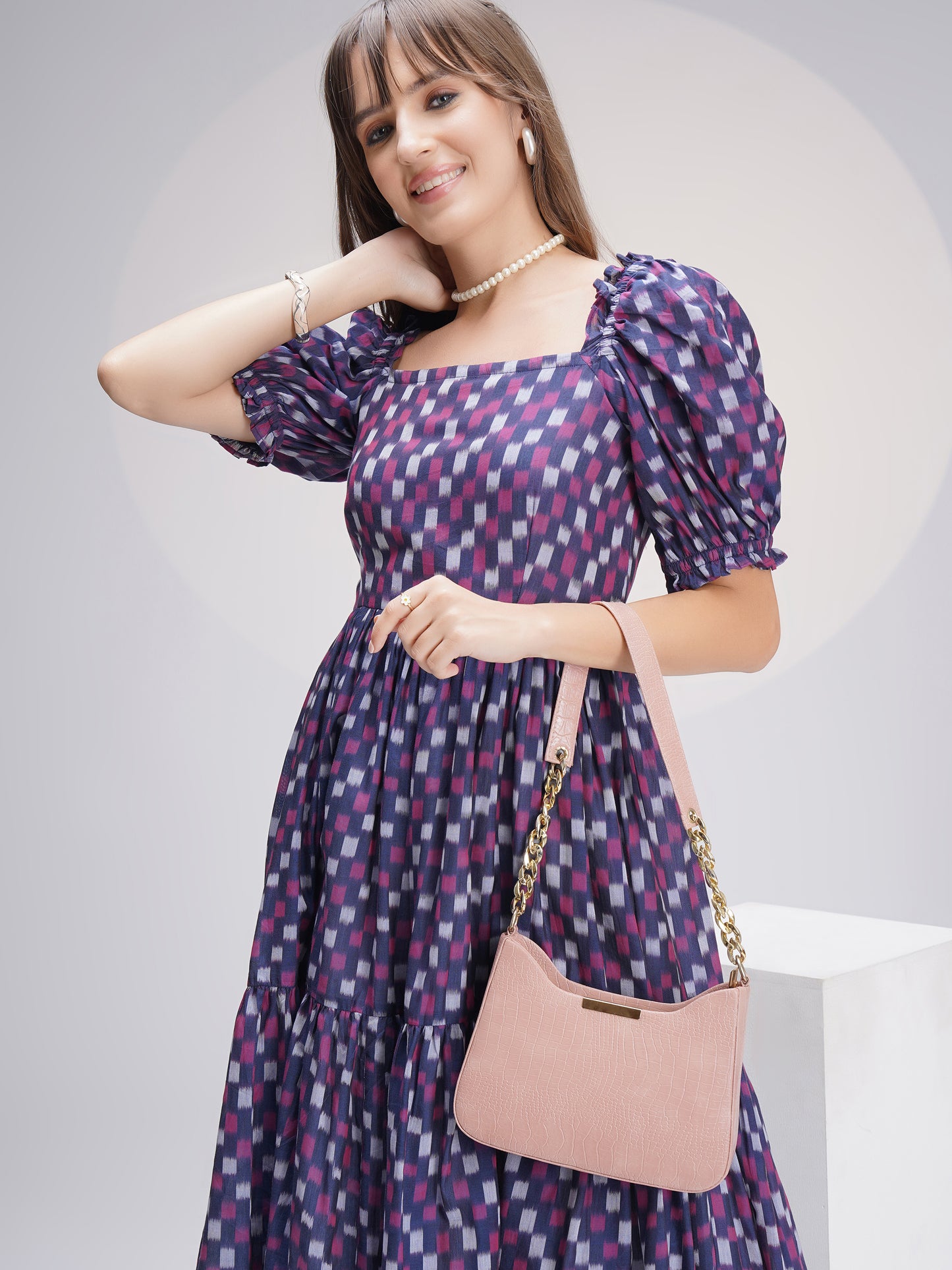 Chic Casual Ikat Mercerized Midi Dress in Beautiful Color Palette