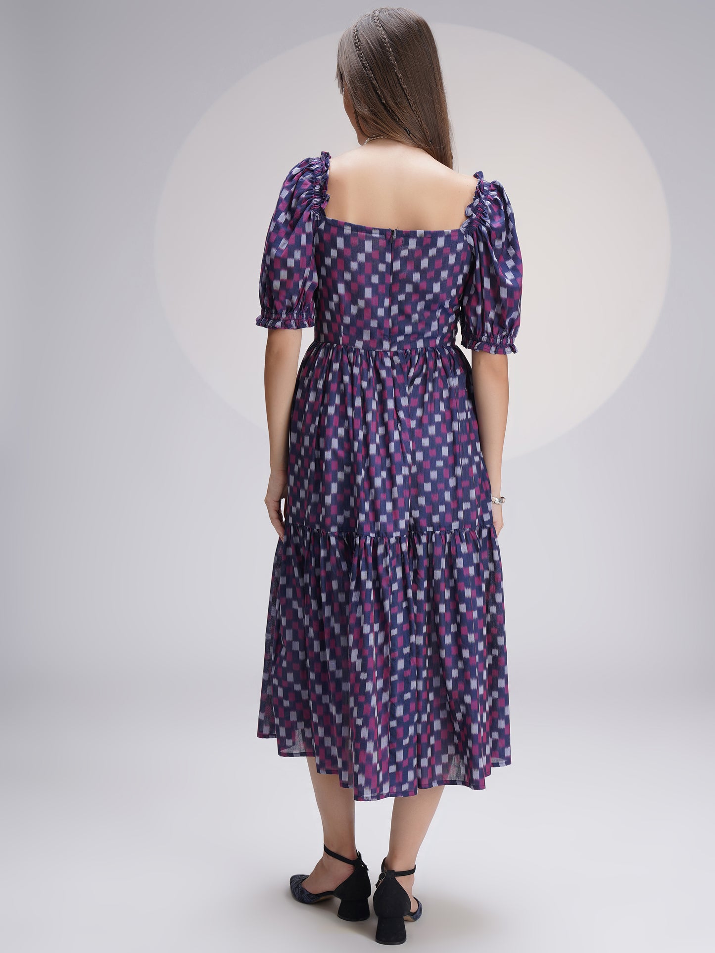 Chic Casual Ikat Mercerized Midi Dress in Beautiful Color Palette