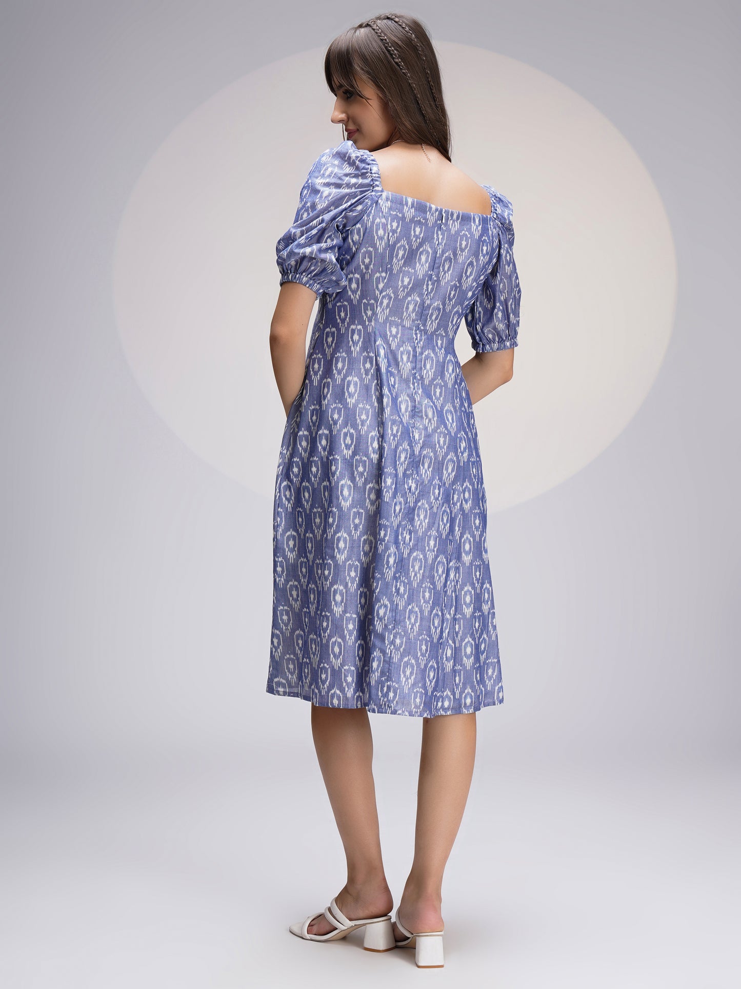 Smart Chic Ikat Princess Cut Midi Dress for Stylish Workwear