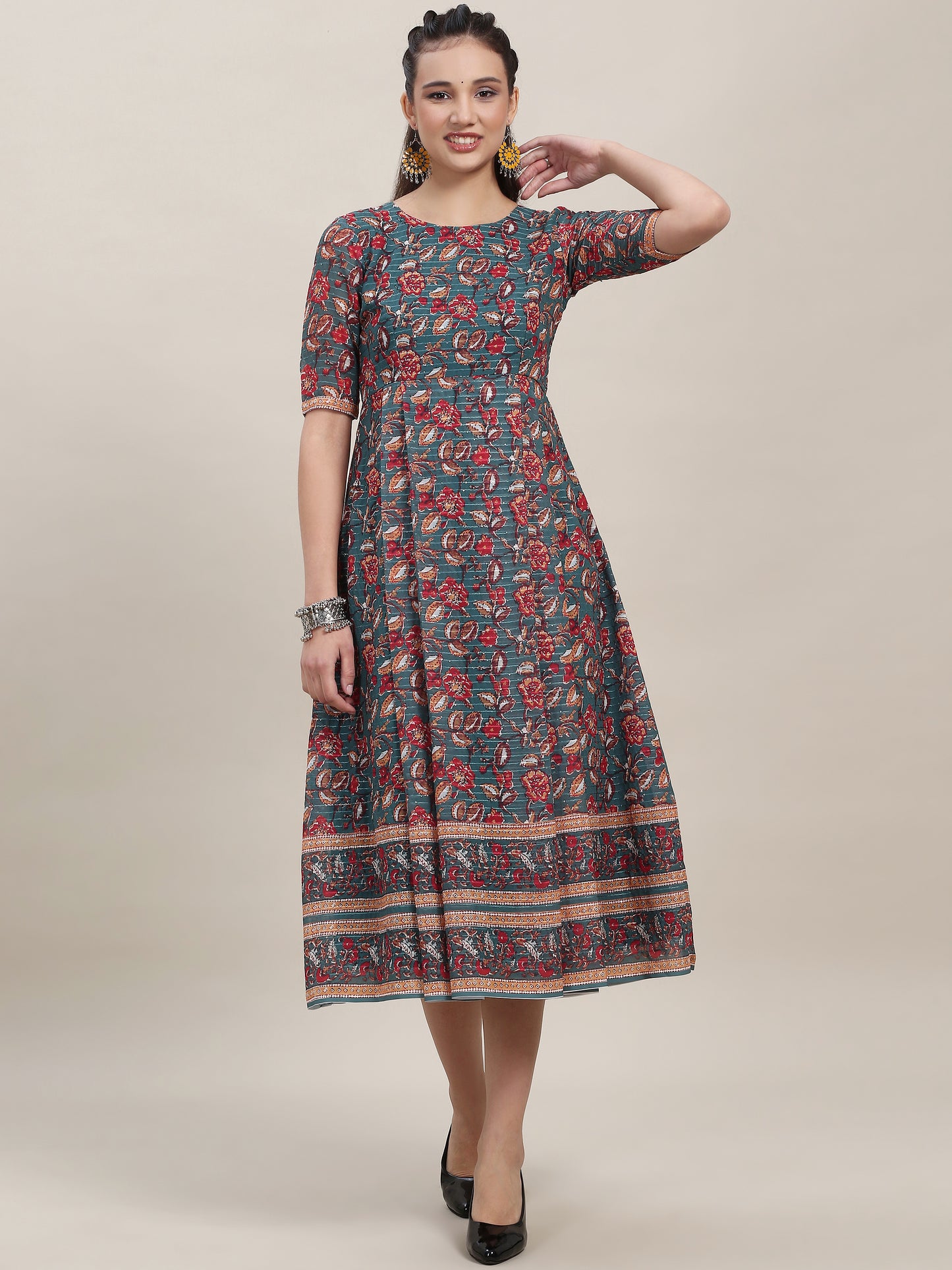 Kalamkari Print Georgette Dress