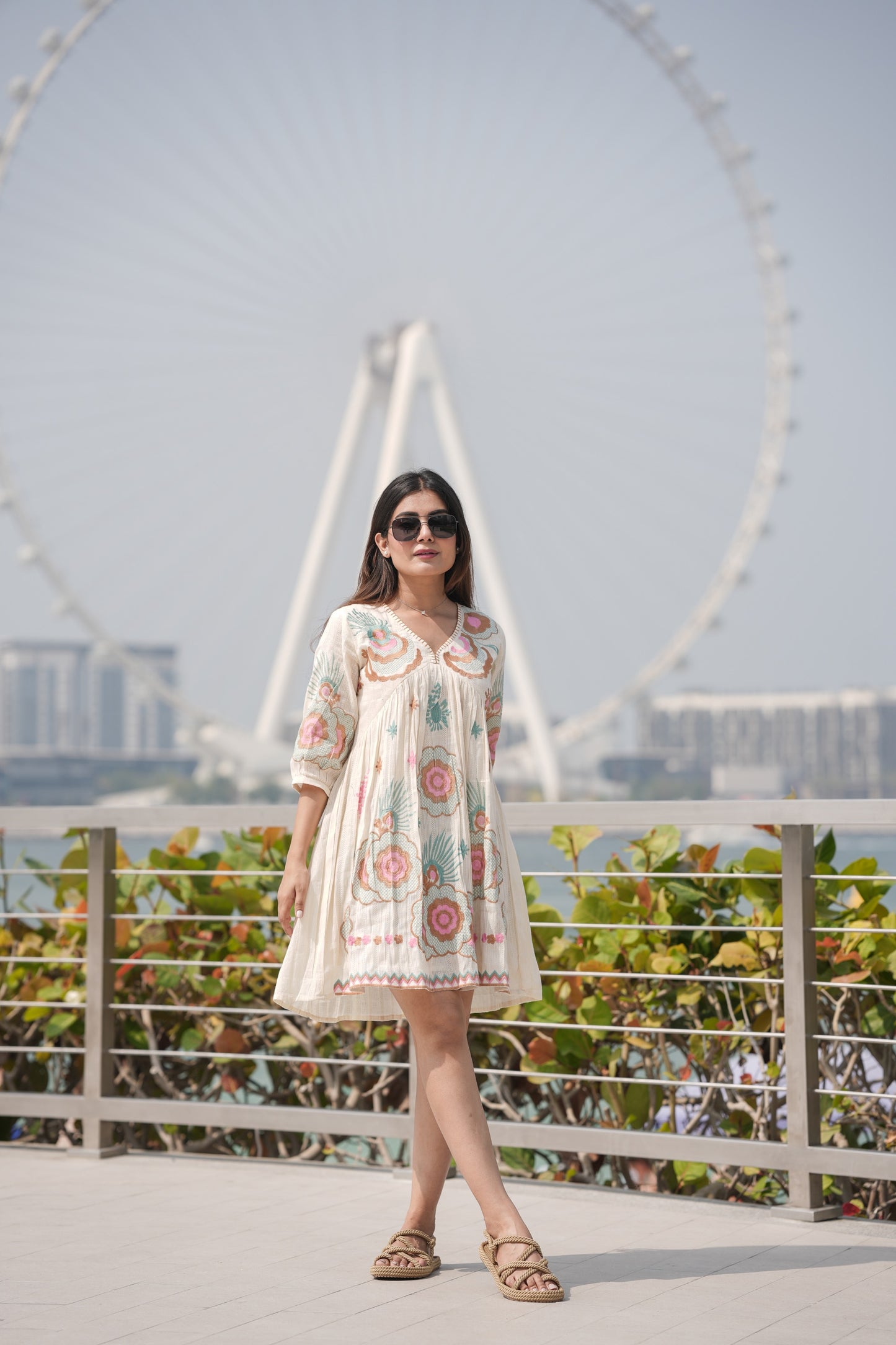 Embroidered Cotton White Dress