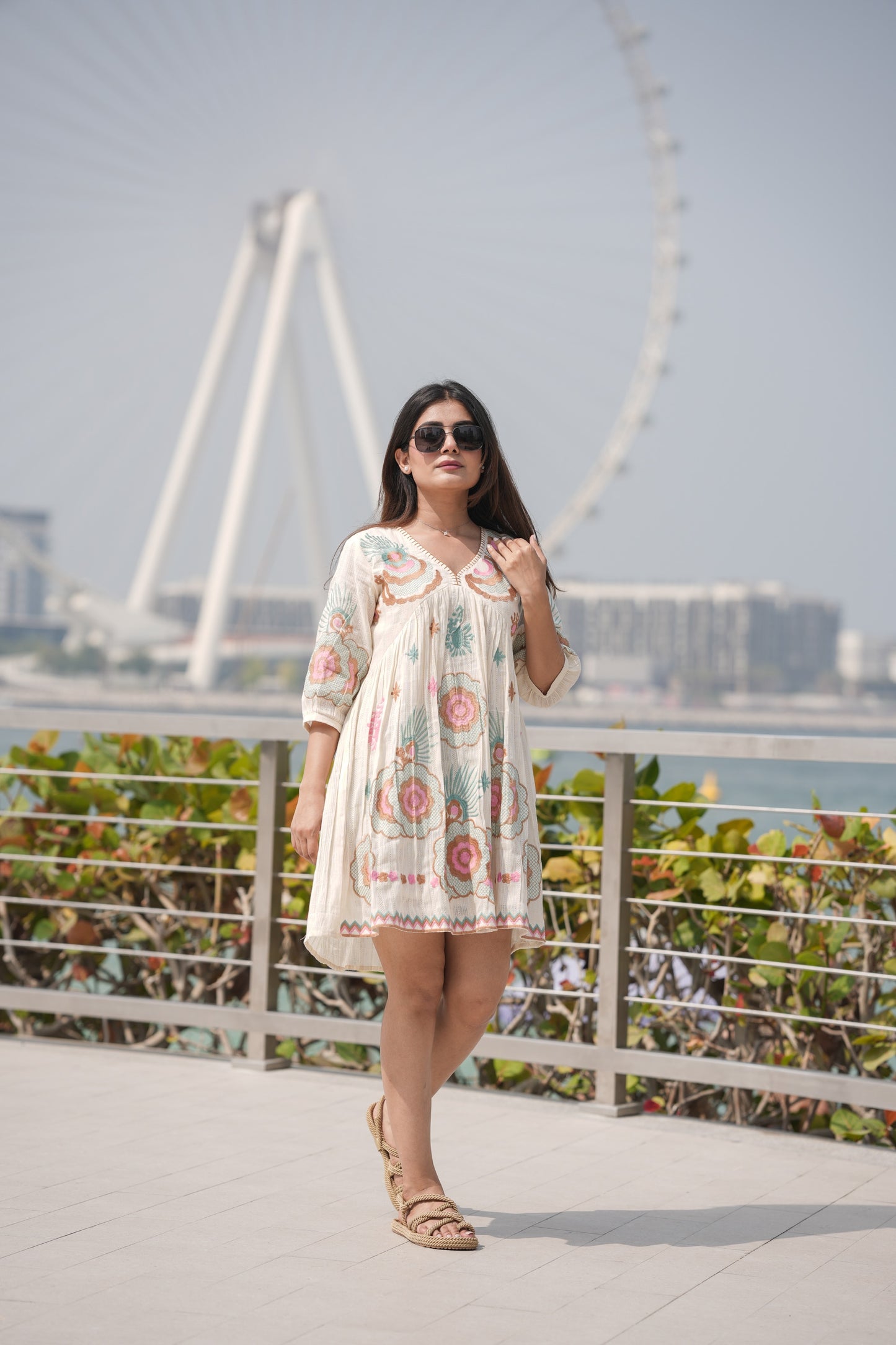 Embroidered Cotton White Dress