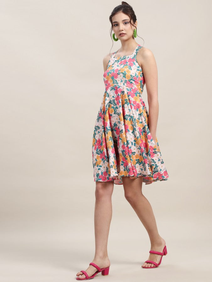 Sun-kissed Blooms: Floral Strappy Dress for Beach Bliss and Vacation Vibes